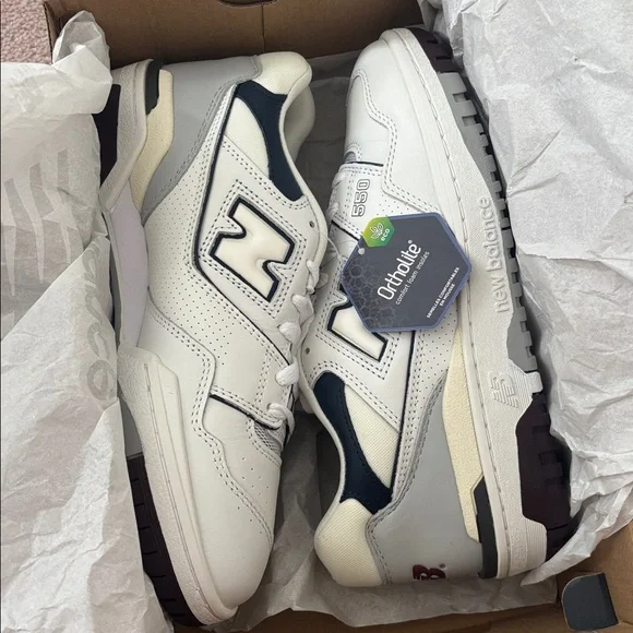 New Balance 550 White and Maroon Sneakers - Picture 3 of 3